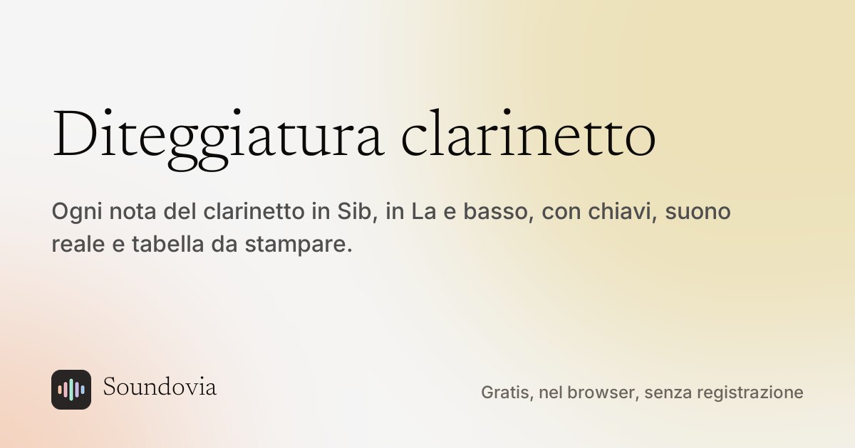 Sol Fa Chart Diteggiatura clarinetto in Sib: tutte le note da Mi3 a Sol6